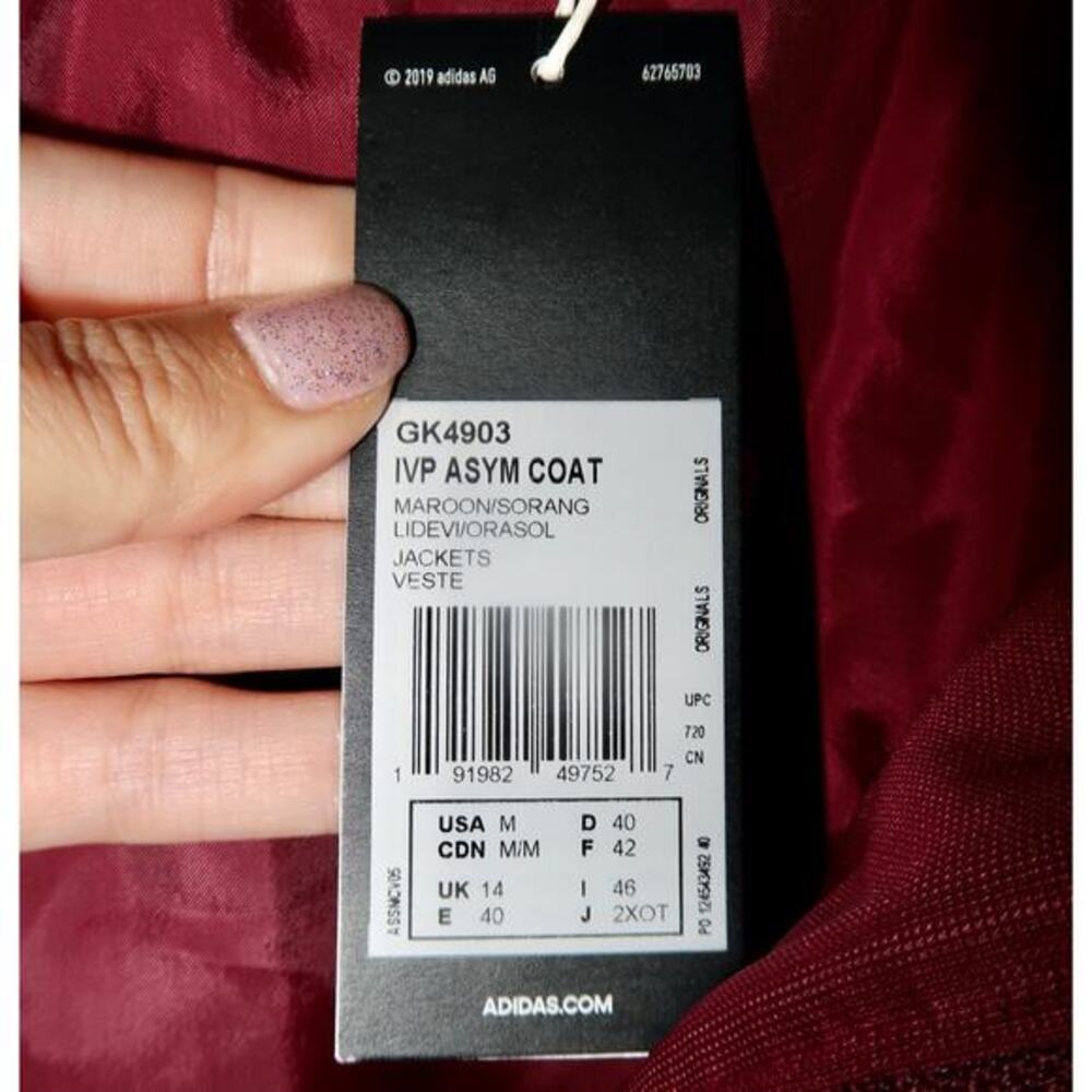 Adidas x IVY PARK Asymmetrical Neon Orange Burgundy Jacket Medium - Picture 7 of 11